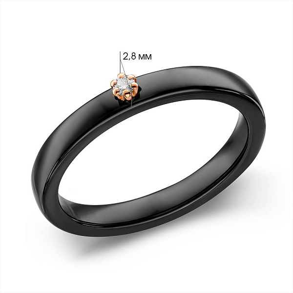 Кольцо из золота и керамики с бриллиантом (арт. К011789кч) – изображение 3