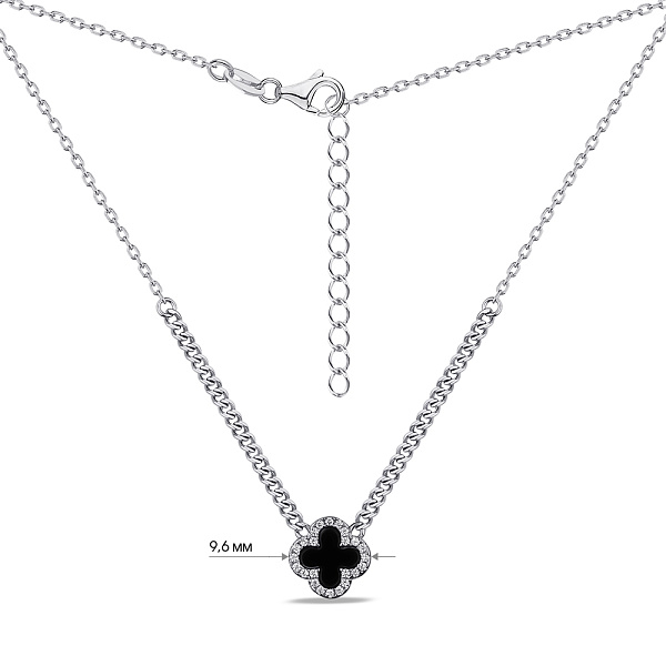 Серебряное колье с ониксом и фианитами (арт. 7507/2108/10о) – изображение 3