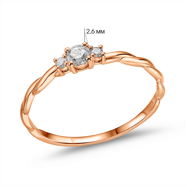 Кольцо из красного золота с бриллиантами (арт. К011359010) – изображение 3