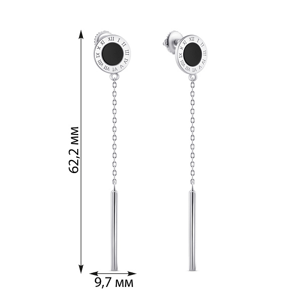 Длинные серебряные серьги с ониксом (арт. 7518/С2О/1496) – изображение 2