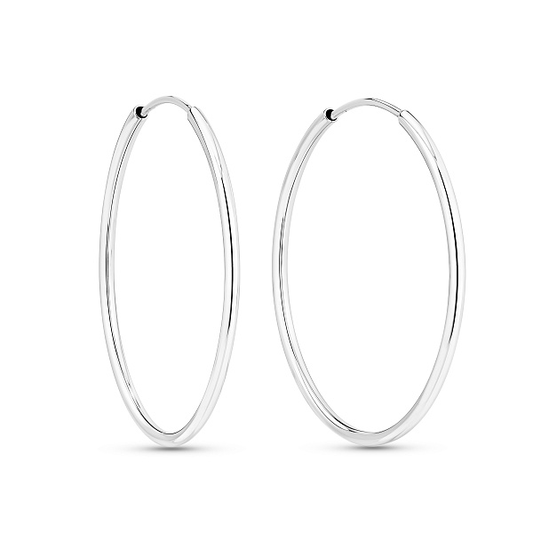 Сережки-кільця з білого золота без каміння (арт. 122600/30б) – зображення 1