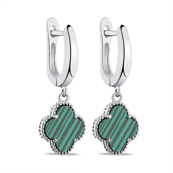 Серебряные серьги с малахитом (арт. 7502/4265/10млх) – изображение 1