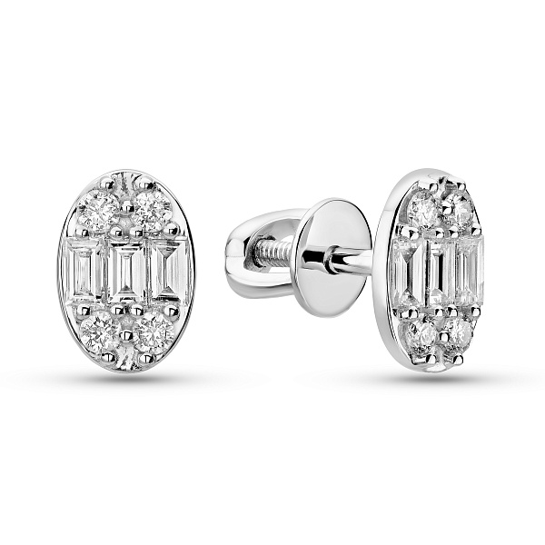 Сережки-гвоздики из белого золота с бриллиантами (арт. Т011474030б) – изображение 1
