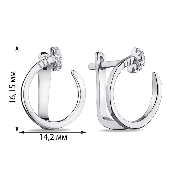 Серьги из серебра "Гвозди" с фианитами (арт. 7502/4376) – изображение 2