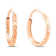 Фото Золотые серьги-кольца с алмазной гранью (арт. 121903/10)