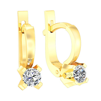 Фото Детские сережки из желтого золота с фианитами (арт. 110102ж)
