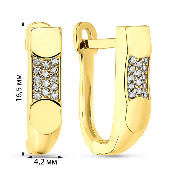 Серьги из желтого золота с фианитами (арт. 106236ж) – изображение 4