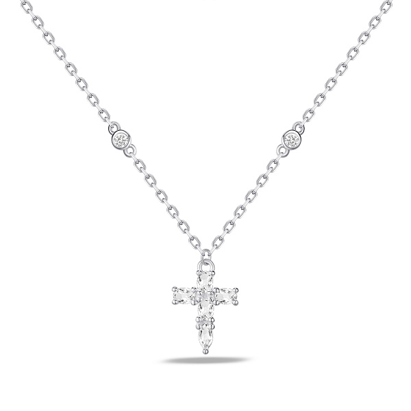 Серебряное колье с подвеской крест с фианитами (арт. 7507/2410) – изображение 1