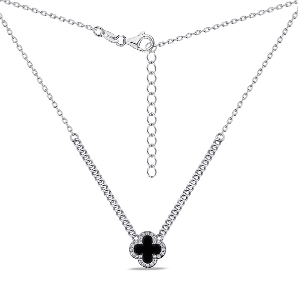 Серебряное колье с ониксом и фианитами (арт. 7507/2108/10о) – изображение 2