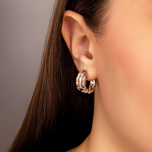 Серьги из красного золота с фианитами (арт. 1091818) – изображение 3