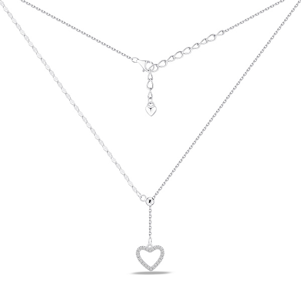 Серебряное колье с подвеской сердце с фианитами (арт. 7507/2446) – изображение 2