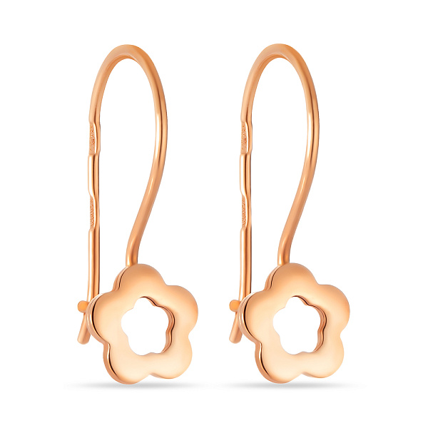 Сережки «Цветы» для детей из красного золота (арт. 105400) – изображение 1