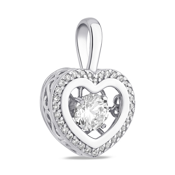 Серебряная подвеска Сердце с фианитами (арт. 7503/39090р) – изображение 1