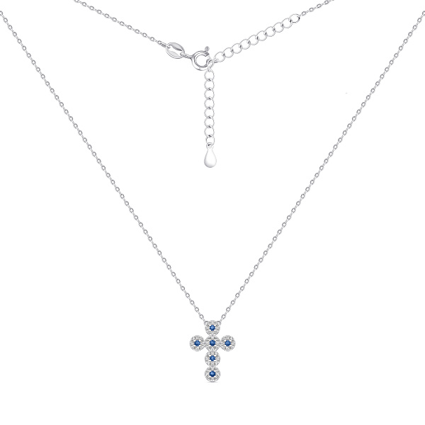 Серебряное колье с крестиком и альпинитами (арт. 7507/2366ас) – изображение 2