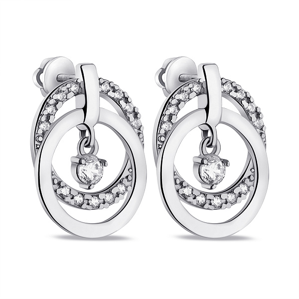 Серьги серебряные с фианитами (арт. 7518/А122сю) – изображение 1