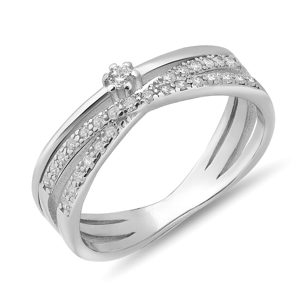 Серебряное тройное кольцо с дорожкой из фианитов (арт. 7501/8208) – изображение 1