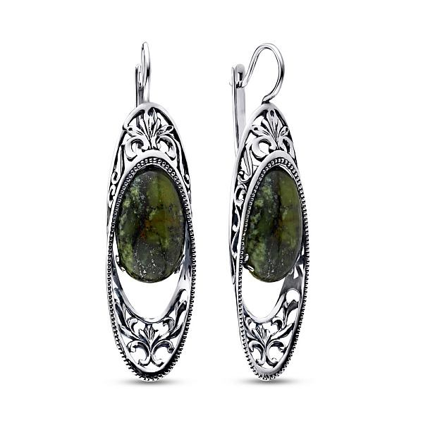 Серебряные серьги с змеевиком (арт. 7902/11500213к) – изображение 1