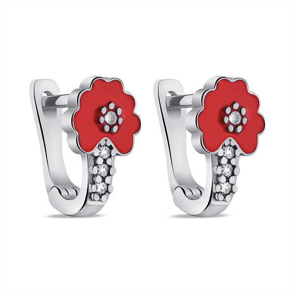 Серьги из серебра с эмалью и фианитами (арт. 7502/2220ек) – изображение 1