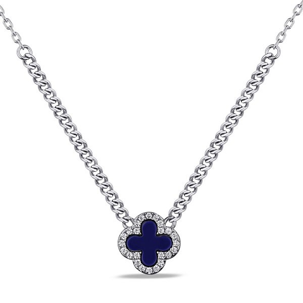 Серебряное колье с ониксом и фианитами (арт. 7507/2108/10ос) – изображение 1