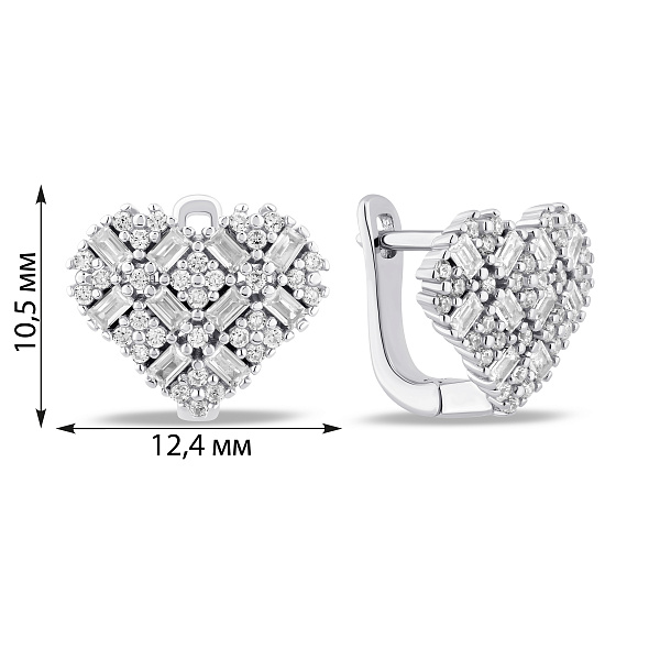 Серебряные серьги Сердце с фианитами (арт. 7502/10176) – изображение 2