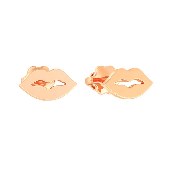 Пусеты из красного золота "Kiss" без камней (арт. 110877) – изображение 1