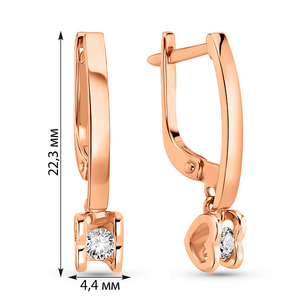 Серьги из красного золота с бриллиантами (арт. 2108656201) – изображение 4