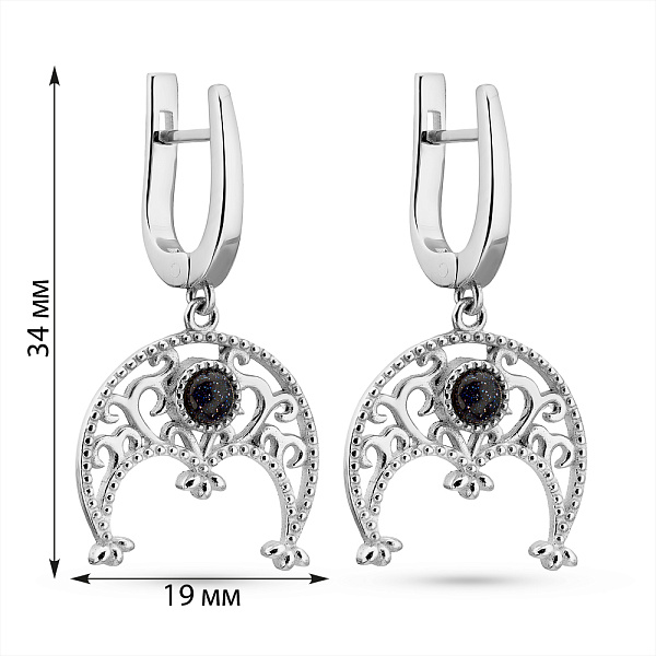 Серебряные серьги с авантюрином (арт. 7502/2399Авч) – изображение 3