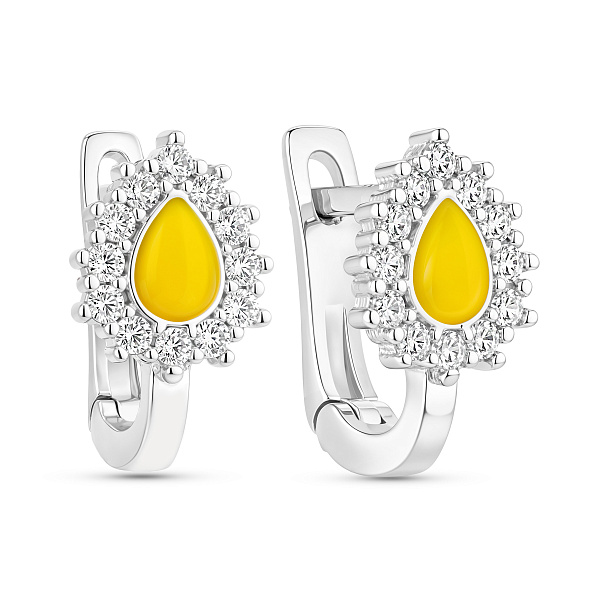 Серебряные детские серьги с эмалью и фианитами (арт. 7502/2736еж) – изображение 1