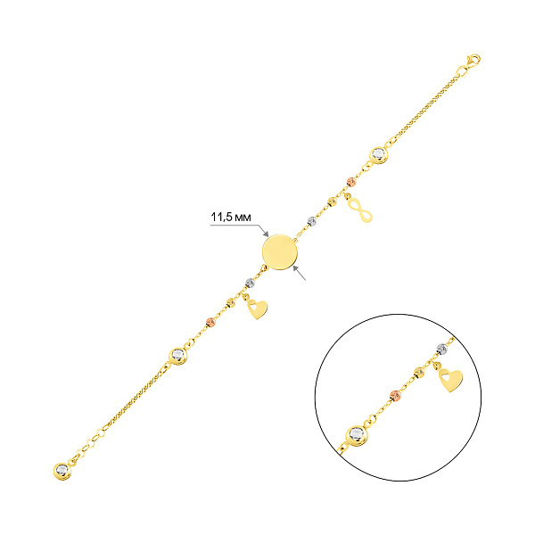 Золотой браслет с фианитами (арт. 325163/10жбкП2) – изображение 2
