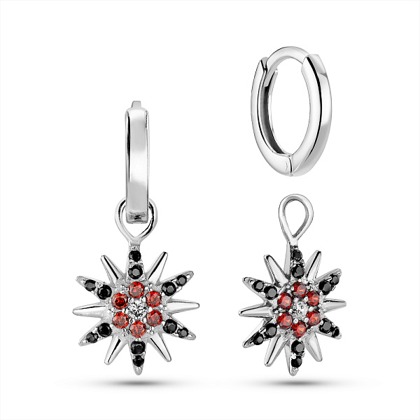 Серебряные серьги-трансформеры с фианитами (арт. 7502/305/1чаксю) – изображение 1