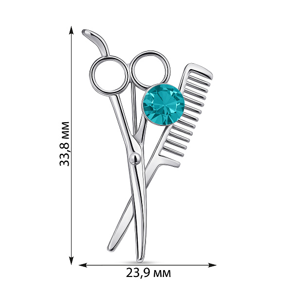 Серебряная брошь Ножницы с альпинитом (арт. 7505/241аз) – изображение 2