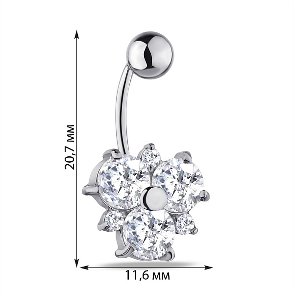 Серебряная серьга-пирсинг с фианитами (арт. 7512/7006р) – изображение 4