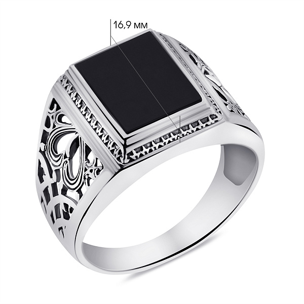 Серебряная печатка з ониксом (арт. 7906/0655.10о) – изображение 2