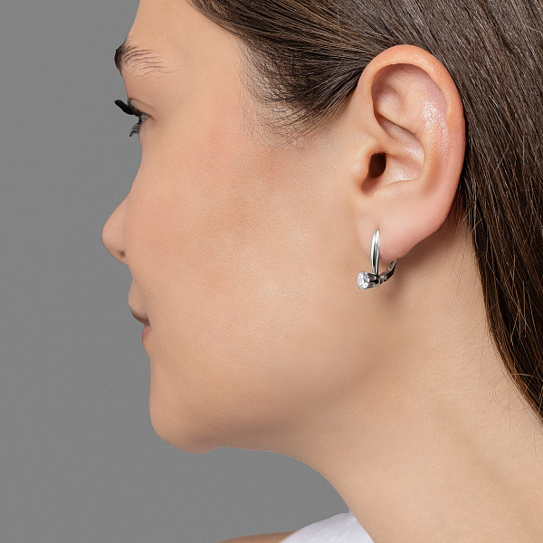 Серьги из белого золота с фианитами (арт. 112500б) – изображение 3