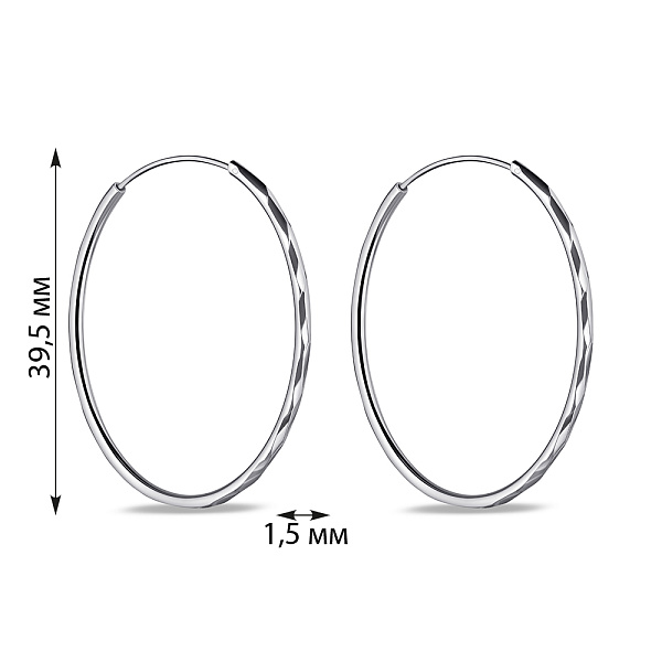 Серебряные серьги без камней (арт. 7502/9853/40) – изображение 2