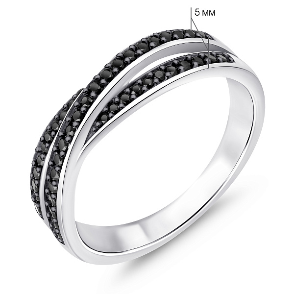 Серебряное кольцо с черными фианитами (арт. 7501/8802ч) – изображение 2