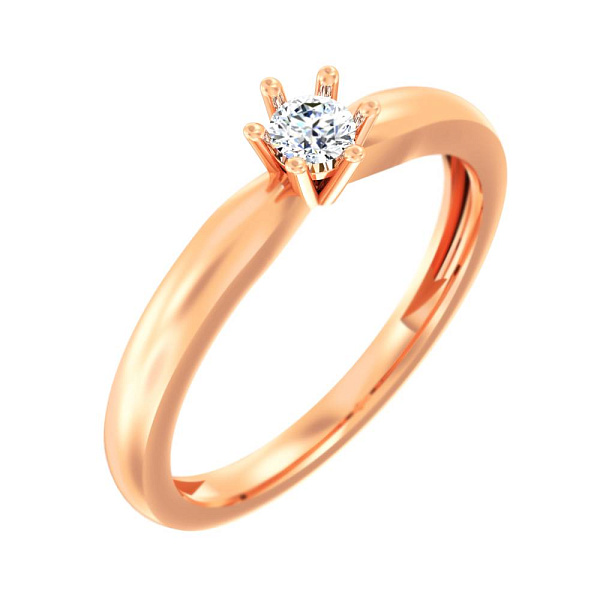Золотое кольцо с бриллиантом (арт. К011361010) – изображение 1