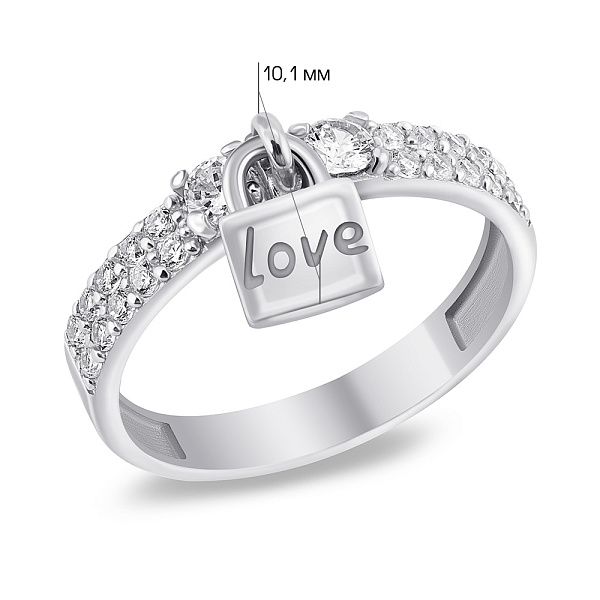 Серебряное кольцо Замочек с фианитами (арт. 7501/673кп) – изображение 2
