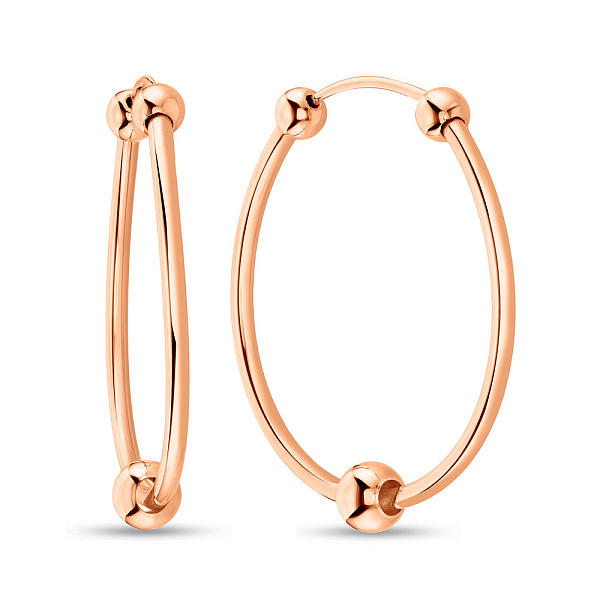 Серьги-кольца из красного золота с шариками (арт. 121901/25) – изображение 1