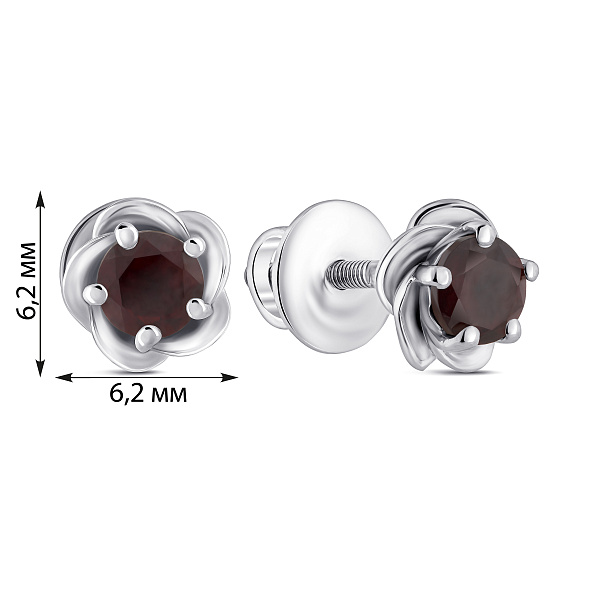 Серебряные пусеты с гранатом (арт. 7518/2058755Г) – изображение 2