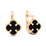 Золотые серьги с ониксом (арт. 110715/8о)