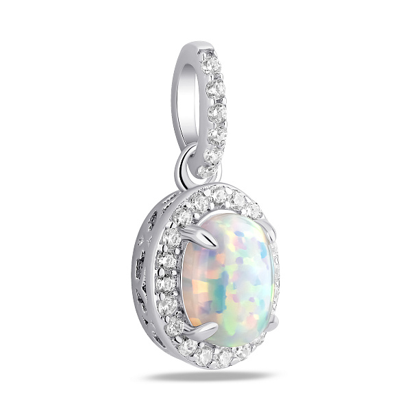 Серебряная подвеска с опалом и фианитами (арт. 7503/4643Поб) – изображение 1