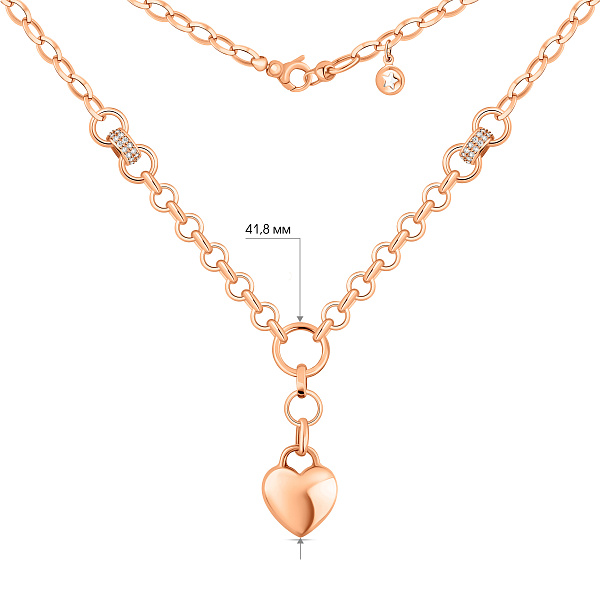Колье Сердце из красного золота с фианитами (арт. 353022) – изображение 4