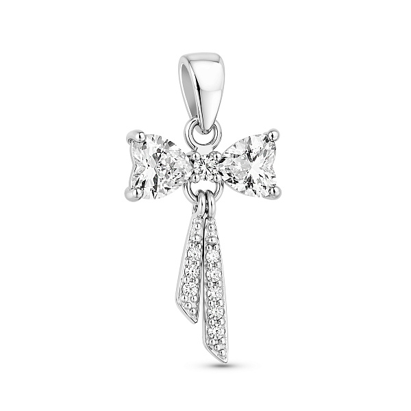 Серебряный кулон бант с фианитами (арт. 7503/4729) – изображение 1