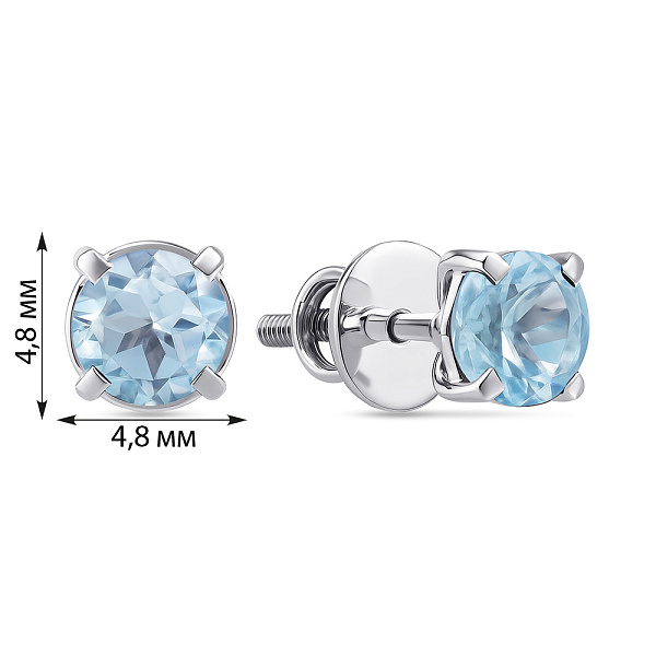 Серебряные пусеты с топазом (арт. 7518/2020547Пг) – изображение 2