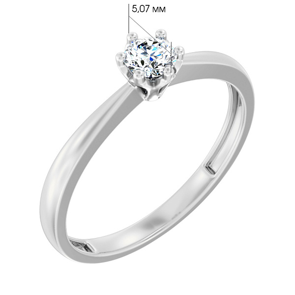 Кольцо из белого золота с одним бриллиантом (арт. К011141020б) – изображение 5