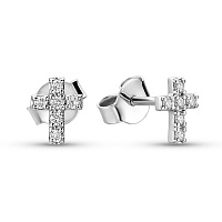 Сережки з білого золота Хрестики з діамантами (арт. Т011770010б)