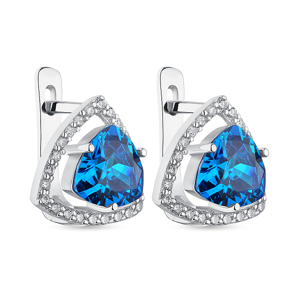 Серьги серебряные с фианитами (арт. 7502/СК2ФЛТ/409) – изображение 1