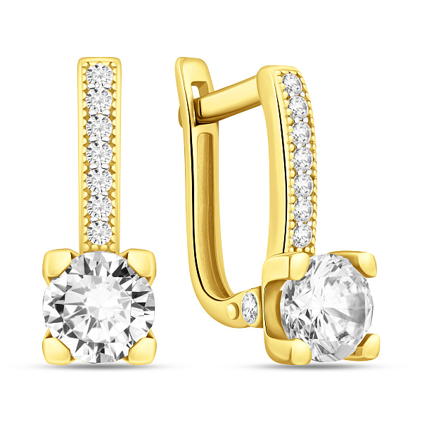 Сережки из желтого золота с фианитами (арт. 110454ж) – изображение 1
