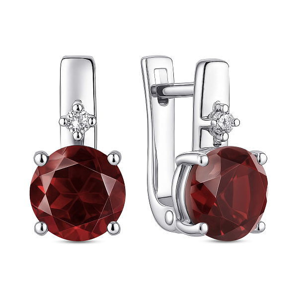 Серебряные серьги с гранатом и фианитом (арт. 7502/2104131Г) – изображение 1